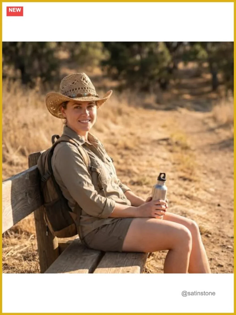 Woven Straw Cowboy Sun Hat with Adjustable Fit - UPF 50+